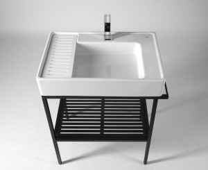 Konsola czarna LOFT z umywalką ceramiczną 65x45x15cm, biały ARYA CREAVIT 