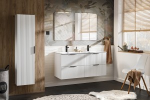 Zestaw mebli łazienkowych 120cm umywalka+szafki wiszące+słupek+lustro SKY Comad 