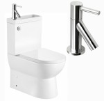 Kompakt WC z umywalką 38,5x78,5x63 cm Rimless+ deska soft-close, odpływ uniwersalny: pion /poziom JALTA HYGIE  + Bateria na zimną wodę