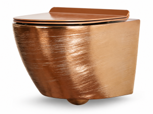 Miska WC premium 53.5x36x31 cm, spłukiwanie tajfun tornado + deska SLIM Soft Close , Brushed Rose gold  