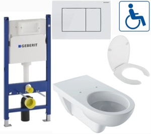  Miska WC dla osób niepełnosprawnych /wisząca 35,5x70x 34 cm GEBERIT SELNOVA COMFORT z deską duroplast typu "U" + Stelaż do WC Geberit  + Przycisk 