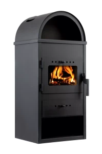 Piec kominkowy wolnostojący na drewno 9 kW stalowy 445x375x970  mm ,Palenisko 34 l, Ekonomiczny BS , czarny mat 