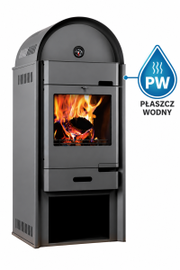 Piec kominkowy wolnostojący na drewno PW 25 kW /1370x550x480 mm  z płaszczem wodnym