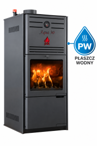 Piec kominkowy wolnostojący na drewno PW 30 kW /1260x535x535 mm  z płaszczem wodnym 