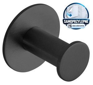 Haczyk samoprzylepny  45x31 mm , czarny mat X-ROUND BLACK