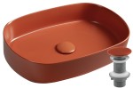  Umywalka + korek  55x36 cm ceramiczna cienkościenna /  nablatowa ,terracotta INFINITY OVAL    