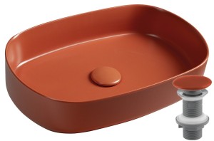  Umywalka + korek  55x36 cm ceramiczna cienkościenna /  nablatowa ,terracotta INFINITY OVAL    
