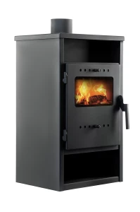Piec kominkowy wolnostojący na drewno 9 kW stalowy 45×41×86 cm , czarny mat 