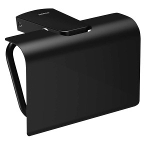 Zen Black wieszak na papier toaletowy z klapką 