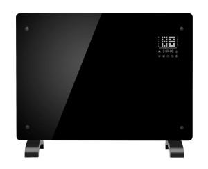 Grzejnik konwektorowy z WiFi, Szklany Panel, Czarny, 1500W, 65 x 47 x 7,5 cm