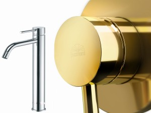 Bateria umywalkowa wysoka 312mm.Paffoni Light złota