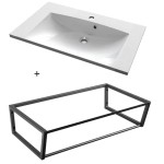 Zestaw LOFT Umywalka kompozytowa 75x46cm+Wspornik 750mm, czarny mat 