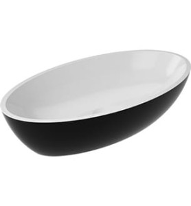 Umywalka nablatowa 60x35x 12,4cm biało-czarny połysk Siena 