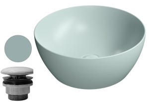 PURA umywalka nablatowa, średnica 42 cm+korek, ghiaccio mat  