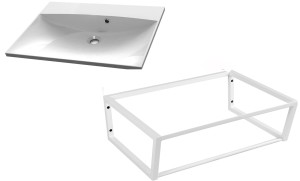 Zestaw LOFT Umywalka kompozytowa 60x46cm+Wspornik 60cm,biały mat  