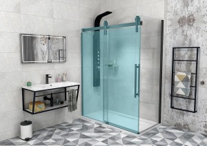 Ścianka boczna 90cm  Loft-industrial,gr szkła:8mm+nanopowłoka, czarny mat VOLCANO BLACK 