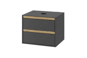 SZAFKA POD UMYWALKĘ 60x50x45,7cm NABLATOWĄ 2 SZUFLADY SZARY/DĄB,TOTU