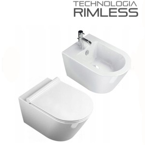 MUSZLA WC RIMLESS + BIDET+ DESKA  SLIM wolnoopadająca duroplast 