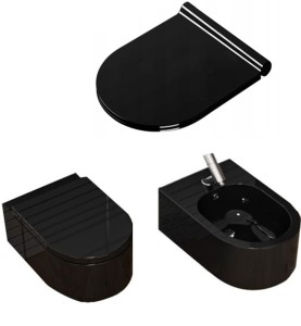 ZESTAW MISA WC + BIDET ,deska SLIM soft-close+wypinana ,CZARNY LORENT 