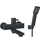 Bateria wannowa ścienna, prysznic 1-funkcyjny czarny półmat,DARLING 