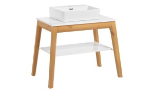 Szafka stojąca 100 cm z umywalką seria BASIC biała/dąb