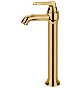 Bateria umywalkowa  wysoka 32cm z korkiem klik klak złota,Art Deco