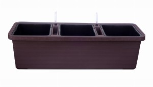 Skrzynka na rośliny potrójna 54 L samonawadniająca 117 cm brąz BREBERIS TRIO 