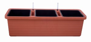 Skrzynka na rośliny potrójna 54 L samonawadniająca 117 cm terakota  BREBERIS TRIO