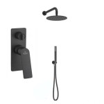 Zestaw natryskowy podtynkowy deszczownica ABS 25 cm czarny mat,Sleek