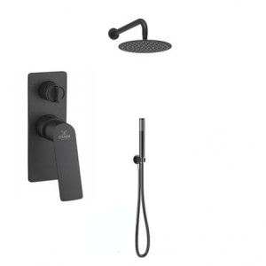 Zestaw natryskowy podtynkowy deszczownica ABS 25 cm czarny mat,Sleek