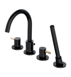 Bateria wannowa 4-otworowa ,prysznic 1-funkcyjny CZARNY/ZŁOTO