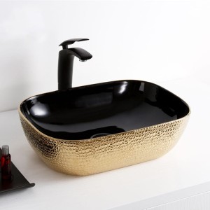 UMYWALKA CERAMICZNA 45,5x32x14 cm NABLATOWA,czarno-złota skóra węża