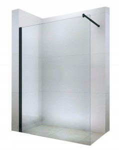 Walk-In ŚCIANKA-PRYSZNICOWA 80x195 cm/8 mm, CZARNE PROFILE +wspornik  