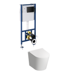 Podtynkowy zestaw WC,przycisk  czarny mat. z miską TAMPA wisząca bezkołnierzowa  51,5x35,5 cm z deską wolnoopadająca z duroplastu 