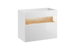 Szafka pod umywalkę BAHAMA biel alpejska/dąb 60 cm  Soft Close połysk 