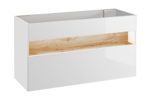 Szafka umywalkowa BAHAMA biel alpejska/dąb 120 cm  Soft Close połysk