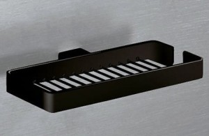 Mydelniczka długa wisząca koszyczek 24,6x13,7 cm mosiądz,Lounge Czarny  mat    