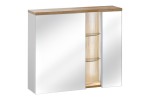 Szafka z lustrem  BAHAMA biel alpejska/dąb 80 cm Soft Close połysk 