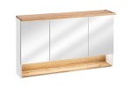Szafka z lustrem  BAHAMA biel alpejska/dąb 120 cm Soft Close połysk