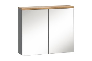 Szafka z lustrem BALI GREY 60 cm Soft Close grafit / dąb 