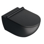 Wisząca miska  WC 54x35 cm bez kołnierza z deską wolnoopadającą,Satynowa czerń Catalano COLORI  