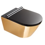  Miska  WC 55x35 cm złoto/czarny bez kołnierza z deską wolnoopadającą, Catalano Gold&Silver
