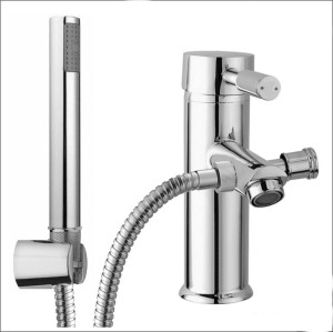 Bateria umywalkowa,rączka prysznicowa mini, wąż 150 cm, uchwyt, Chrom