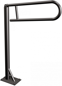 UCHWYT PODŁOGOWY UCHYLNY 14x85,3x63cm Ø 25x2 /120 kg, CZARNY MAT    