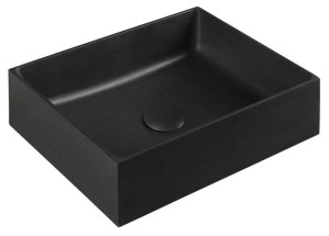 Umywalka nablatowa 47,5x13x36,5 cm z korkiem klik klak betonowa,CZARNA