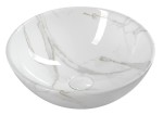 Umywalka 42x16,5 cm + korek , ceramiczna nablatowa efekt biały marmu DALMA