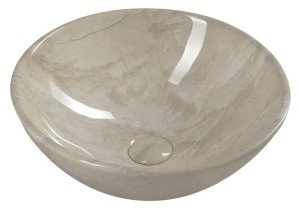 Umywalka ceramiczna nablatowa efekt beżowy marmur 42x42x16,5 cm