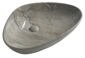 Umywalka ceramiczna nablatowa efekt szary marmur 58,5x39x14 cm