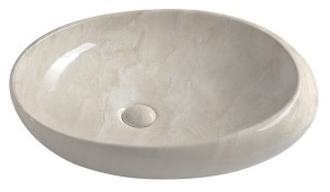 Umywalka ceramiczna nablatowa + korek , efekt beżowy marmur 68x44x16,5 cm
