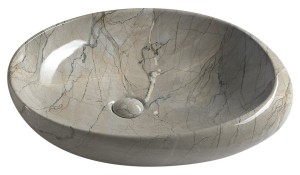 Umywalka ceramiczna nablatowa efekt szary marmur 68x44x16,5 cm